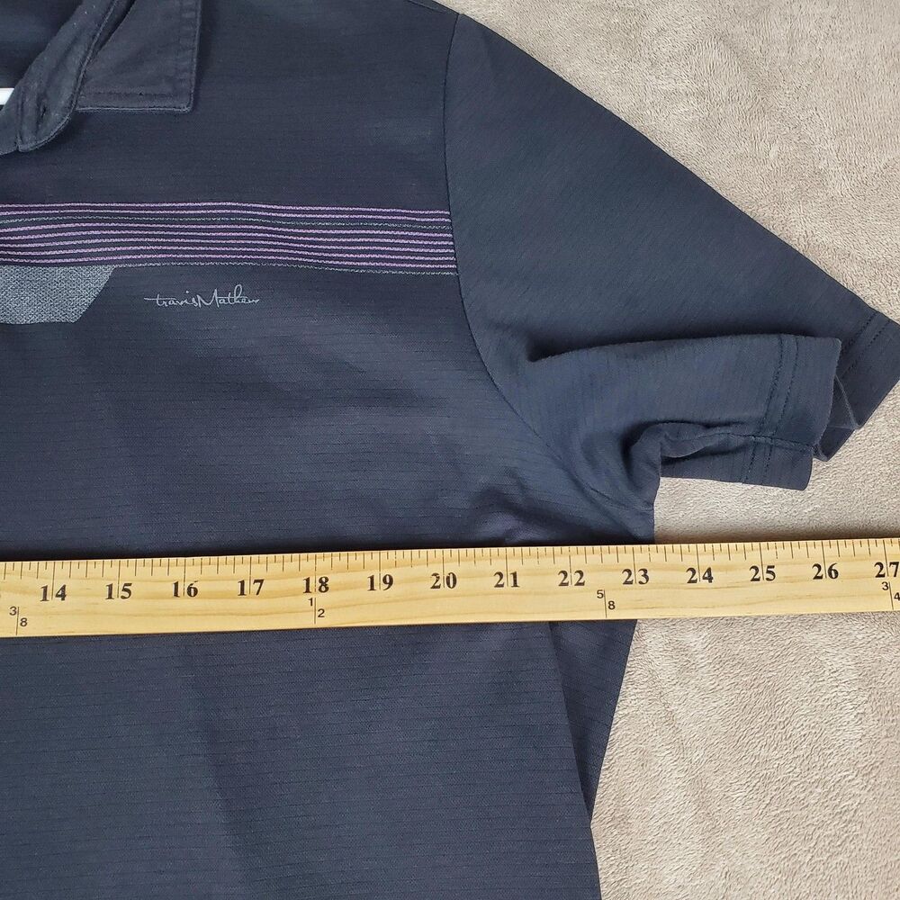 Travis Mathew Polo Shirt Mens XL Blue Striped Pima Cotton Golf Performance Top - Picture 8 of 11